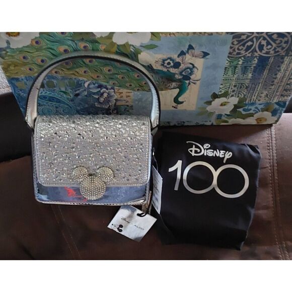 NWT~Disney x Aldo Silver Glitter Mickey Mouse Handbag~100th Anniversary  Edition - Picture 1 of 8
